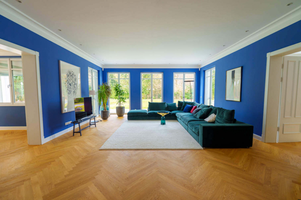 farrow ball projekt impression wohnraum 2 (blau)